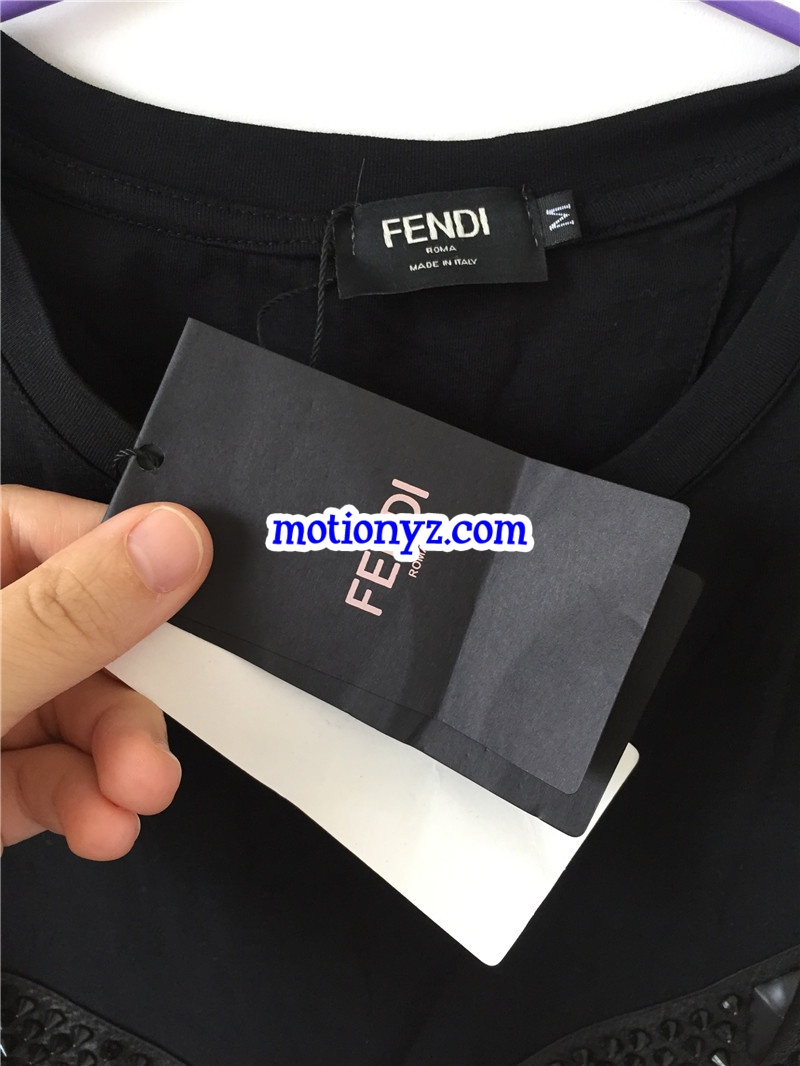 Fendi Black Tshirt With Black Pattern